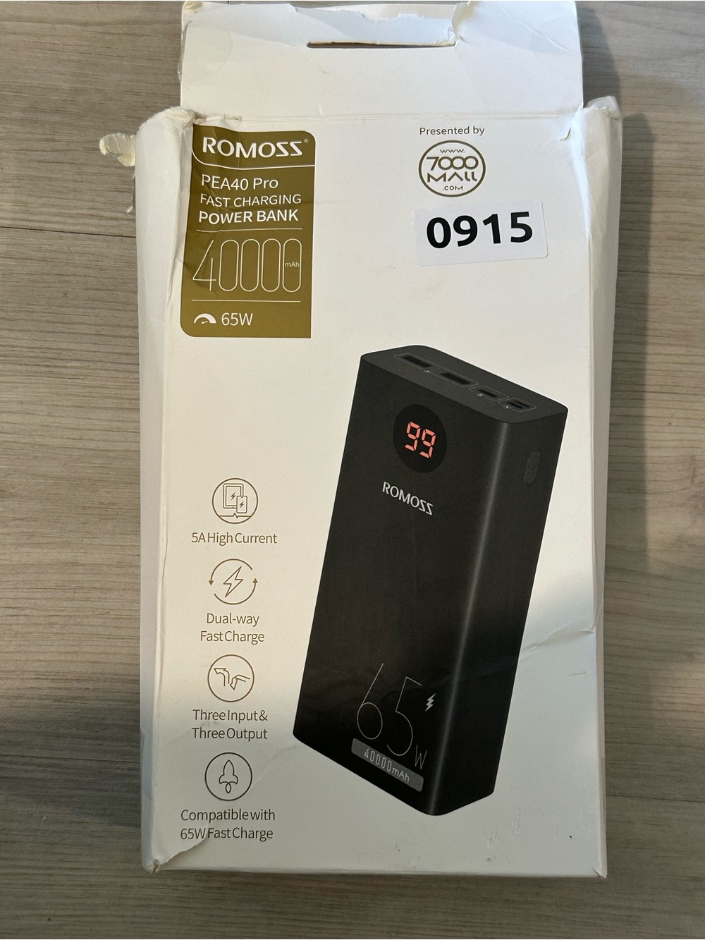 ROMOSS PEA40 Pro 40000mAh 65W USB-C Fast Charging Power Bank Used